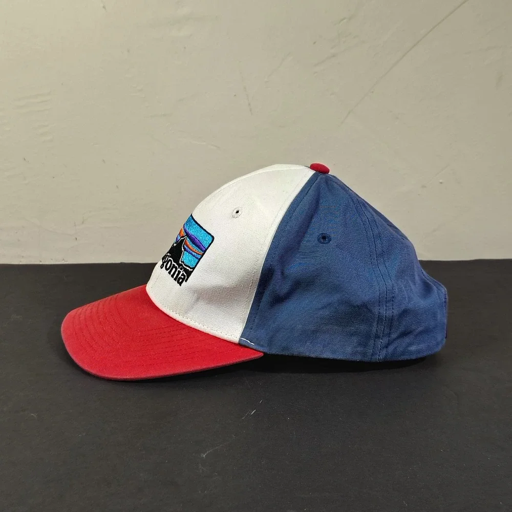 Patagonia Hat Cap Snap Back One Size Blue Red White Cotton Fitz Roy Logo